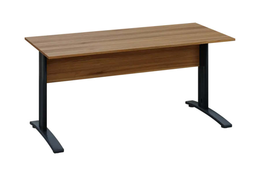 EPK 17 - 16 stůl kancelářský, kovová podnož černá, deska 18 mm, široký 1600 mm, ořech světlý